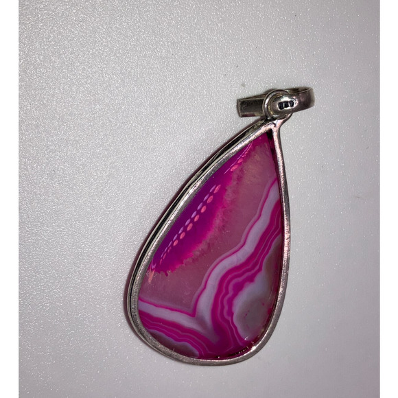 Marbled Botswana Agate 925 Sterling Silver 2 3/8 Inch Pendant Only! - Picture 4 of 5
